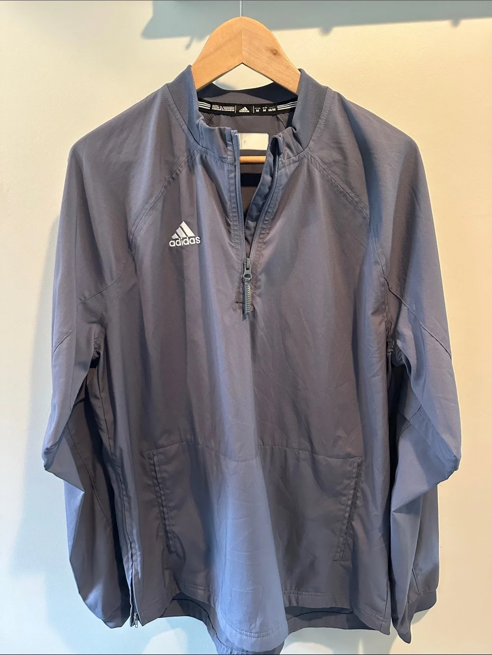 Adidas Medium Slate Blue/Gray Quarter Zip Pullover Jacket w/‎ Zip-Off Sleeves